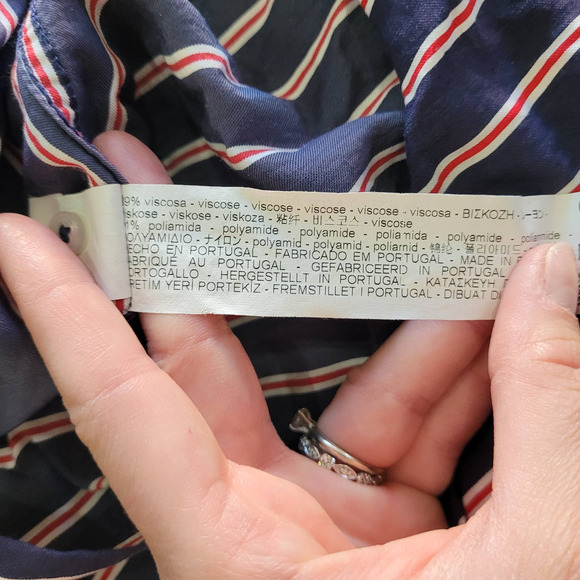 Zara Man Red, White & Blue Striped Slim Fit Long Sleeve Button Up Shirt. Size L - Picture 8 of 8